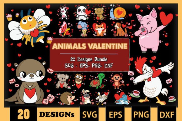 Animal Valentine Bundle SVG 20 Designs