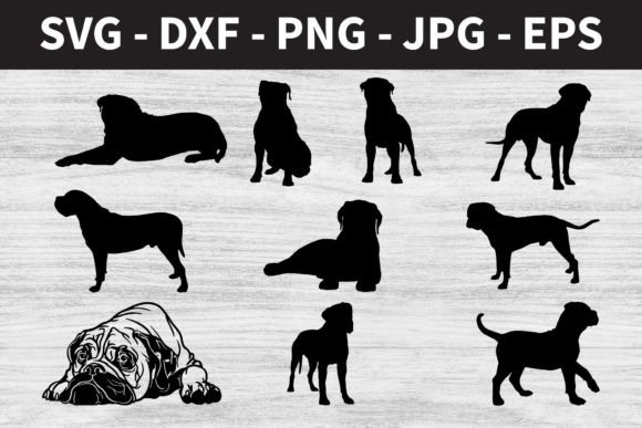 Bullmastiff Dog Silhouettes