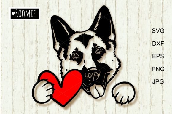 German Shepherd Dog with Heart