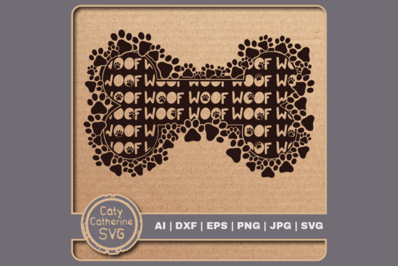 Woof Dog Bone Paw Print SVG